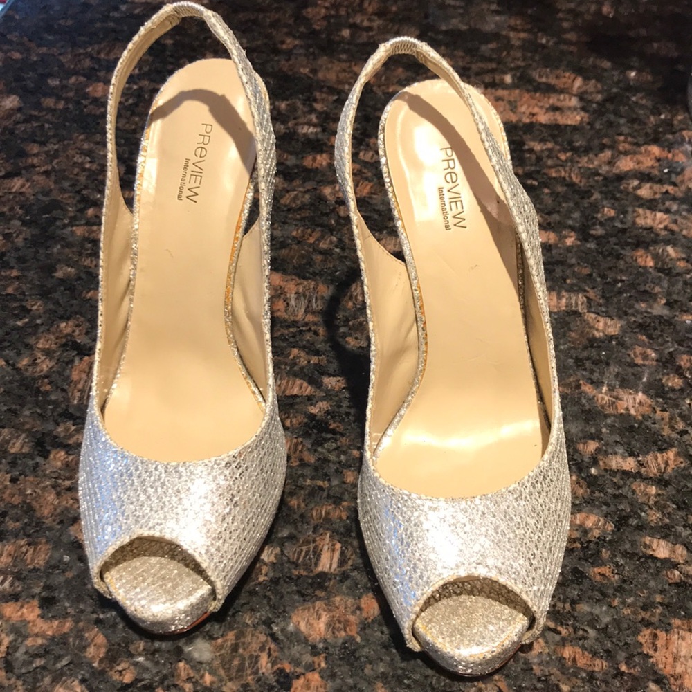 Silver sparkly sling backs